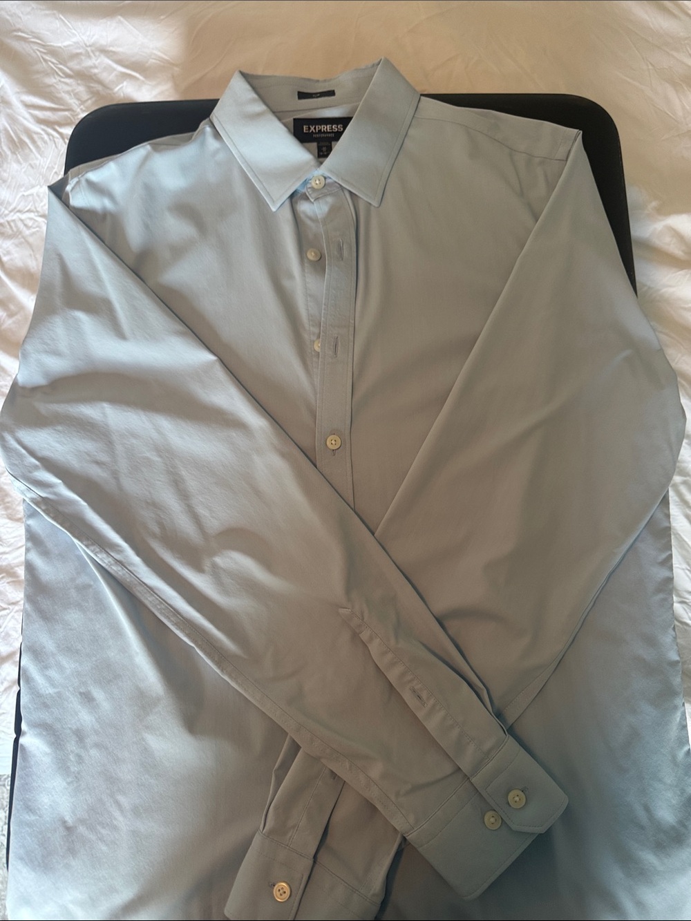 Express Men’s Performance (no iron) Light Blue - Slim Fit Button Down